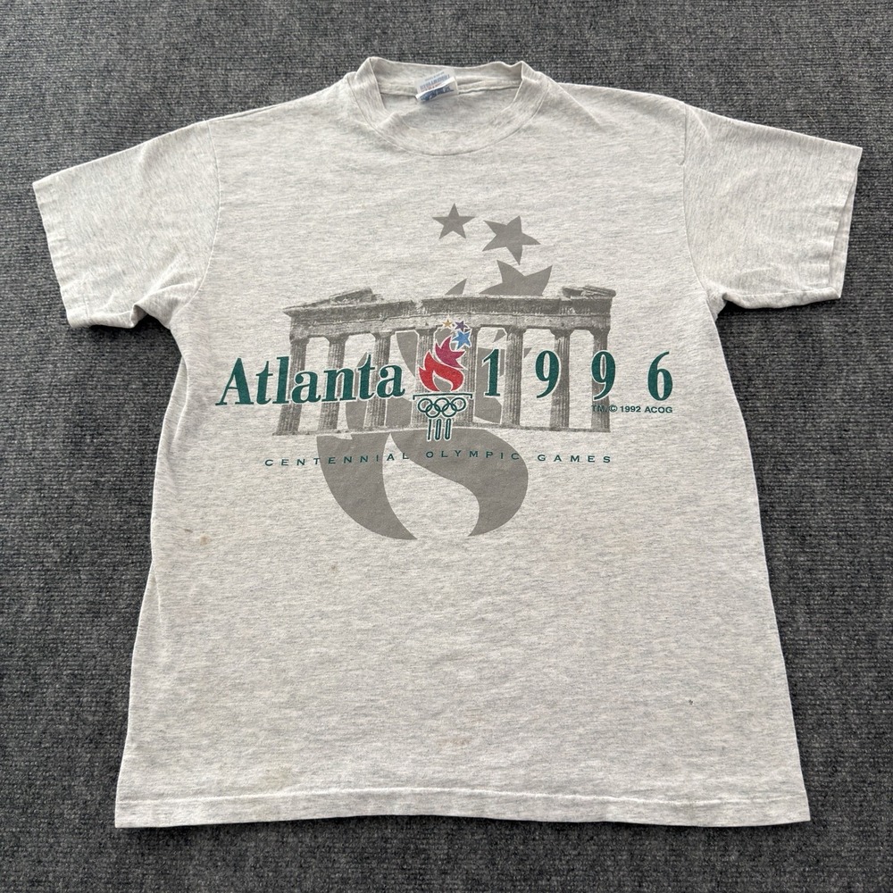 Vintage 1996 Atlanta Olympic Games T-Shirt Grey M Single Stitch